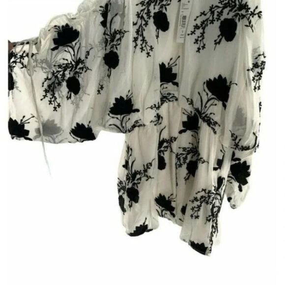 Alice Olivia Cold Shoulder Blouse Womens S Petite Holden Draped Off Shoulder NWT - Picture 9 of 11